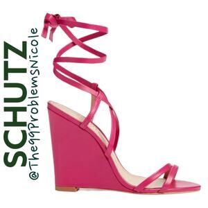 Schutz Deonne Ankle Wrap Strappy Wedge Sandal